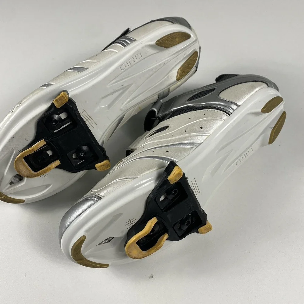 GIRO Sante Womens Road Triathlon Cycling Shoes White Silver Size 8.25 EU 40